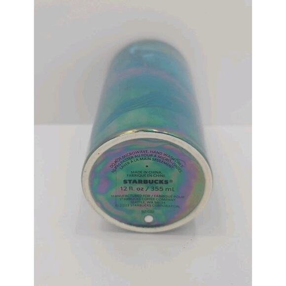 Starbucks 2023 IRIDESCENT TEAL BLUE MERMAID SIREN Travel Mug Tumbler with Lid - Picture 3 of 4